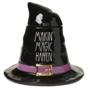 RAE DUNN | MAKIN' MAGIC HAPPEN WITCH HAT CANISTER Black Purple